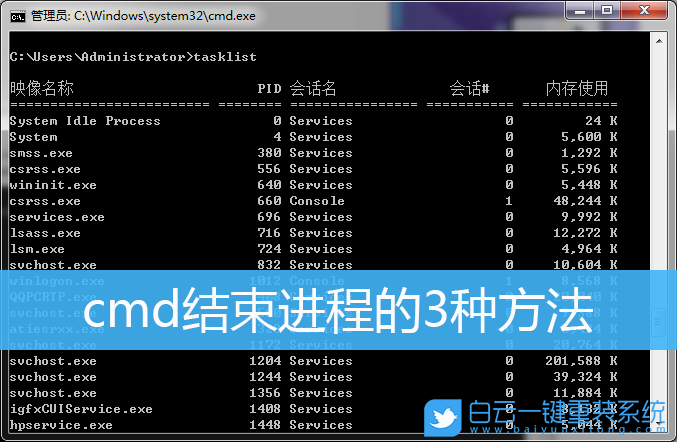 cmd命令,Windows,結束進程步驟
